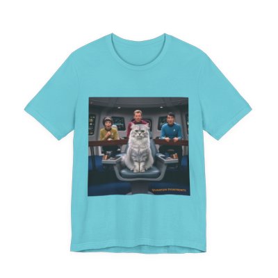 Cat in the Captain's Chair T-shirt in Turquoise