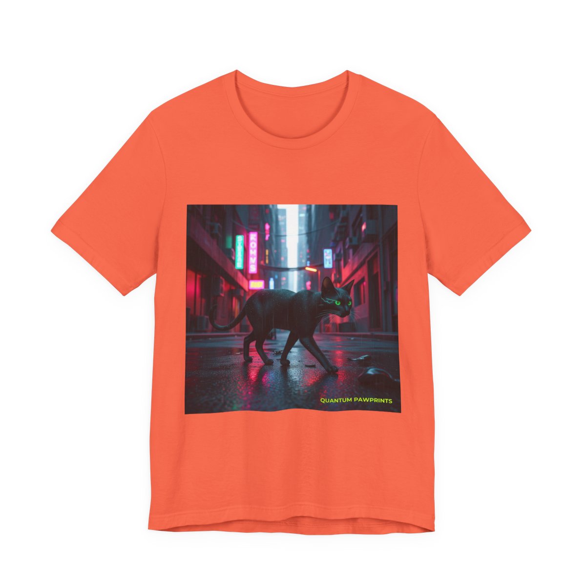 Neon Alley, Cat graphic tee in Coral