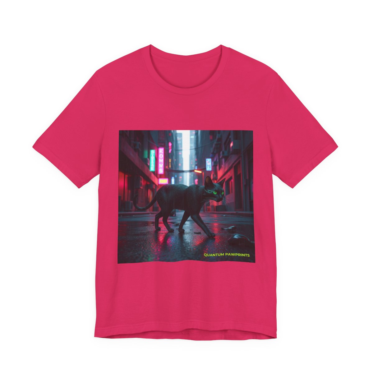 Neon Alley, Cat graphic tee in Fuchsia