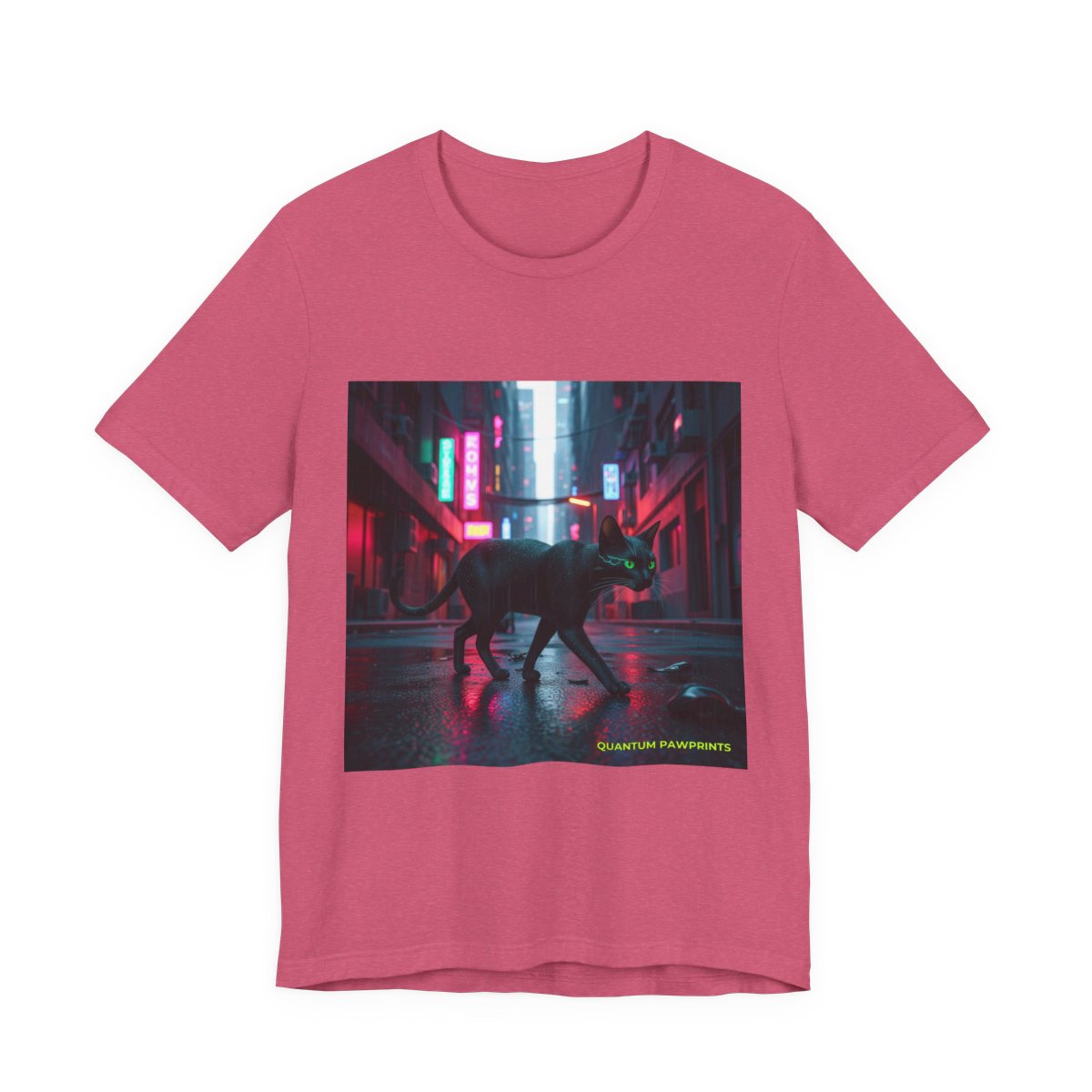 Neon Alley, Cat graphic tee in Heather Raspberry