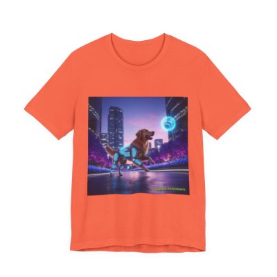 Do Dogs Dream of Neon Squirrels? graphic T-shirt in Coral