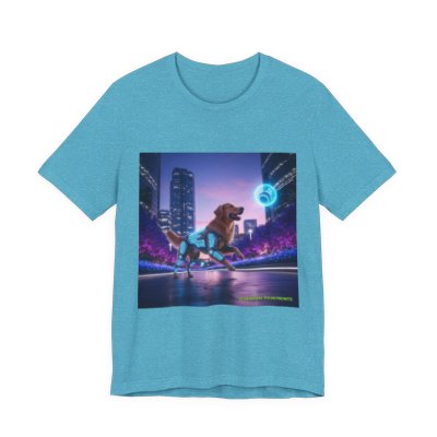 Do Dogs Dream of Neon Squirrels? graphic T-shirt in Heather Aqua