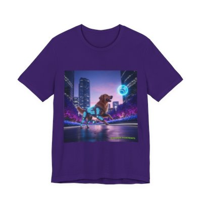 Do Dogs Dream of Neon Squirrels? graphic T-shirt in Team Purple