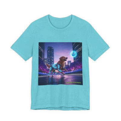 Do Dogs Dream of Neon Squirrels? graphic T-shirt in Turquoise