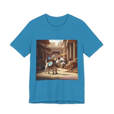 A Dog Out of Time graphic T-shirt in Aqua